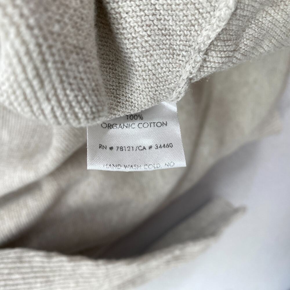 EILEEN FISHER Sweater XL Organic Cotton Deep V-Neck Tunic Dolman Sleeve Beige - Picture 8 of 11